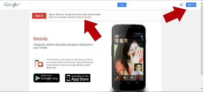 Google Plus Sign up