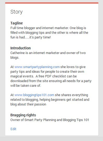 Google Plus Settings About Page